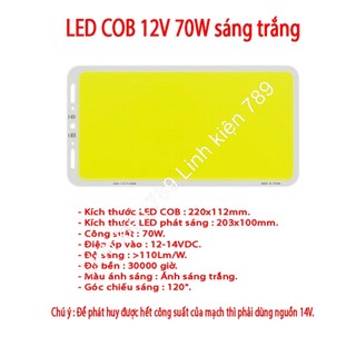 Chip led cob siêu sáng 12v 70w sáng trắng