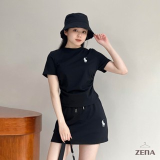  Bộ Áo Phông Thêu Ngựa May Dúm Eo Kèm Chân Váy Chữ A Cạp Chun Phong Cách Năng Động ZENA 29242 