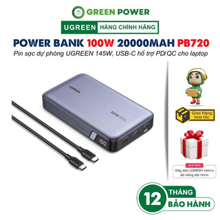 Pin sạc dự phòng 100W 20000mAh UGREEN Nexode PB720 USB-C PD/QC 3.0 PPS | 2C1A cho điện thoại, laptop - Chính hãng