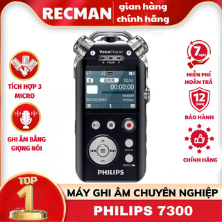 Máy ghi âm PHILIPS 7800 chính hãng, tích hợp 3 micro giảm tiếng ồn độ nét cao, độ phân giải cao dành cho cuộc họp hội ng