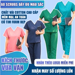 [MIỄN PHÍ THÊU TÊN] Bộ Scrubs phòng mổ, spa, đồng phục y tế cho y, bác sĩ, nhân viên y tế, sinh viên y dược, phòng lab
