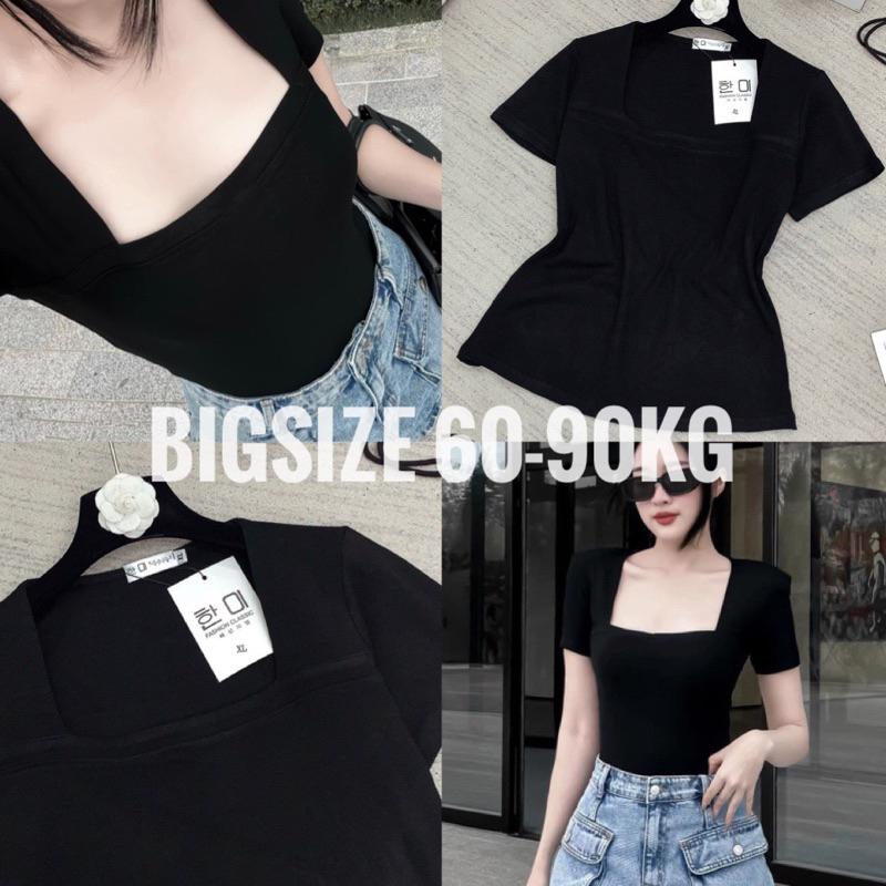 Áo phông cổ vuông basic form ôm gọn