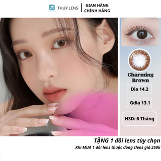 Kính áp tròng THÚY LENS cho mắt cận màu nâu tự nhiênZlens Charming Brown độ cận từ 0 - 8