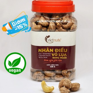Vietnuts - Hạt điều vỏ lụa rang muối 430g - giòn, thơm tự nhiên