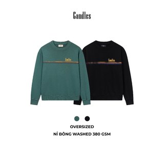 Áo nỉ nam nữ oversize CANDLES FLAG SWEATER in hình chất liệu nỉ cua washed 380 gsm chính hãng
