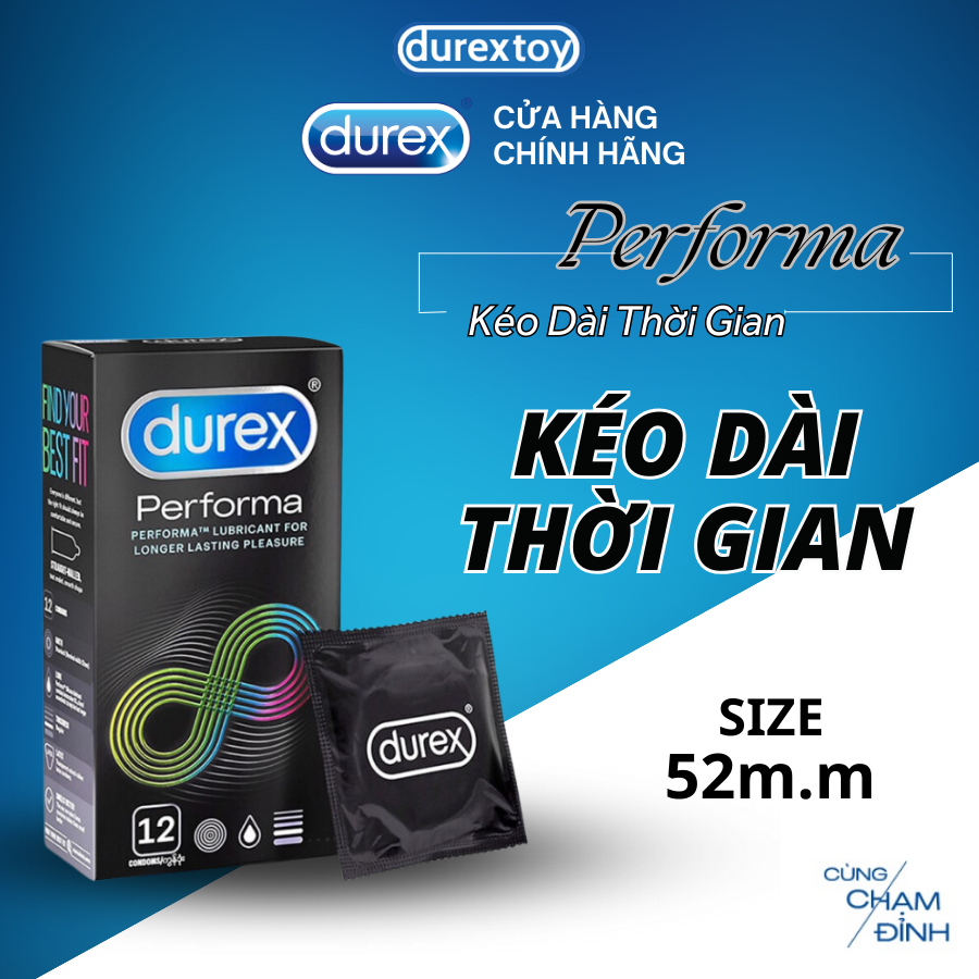 Hộp 12 Bao Cao Su DUREX PERFORMA Kéo Dài Thời Gian Quan Hệ Hàng Chính Hãng  - Durextoy