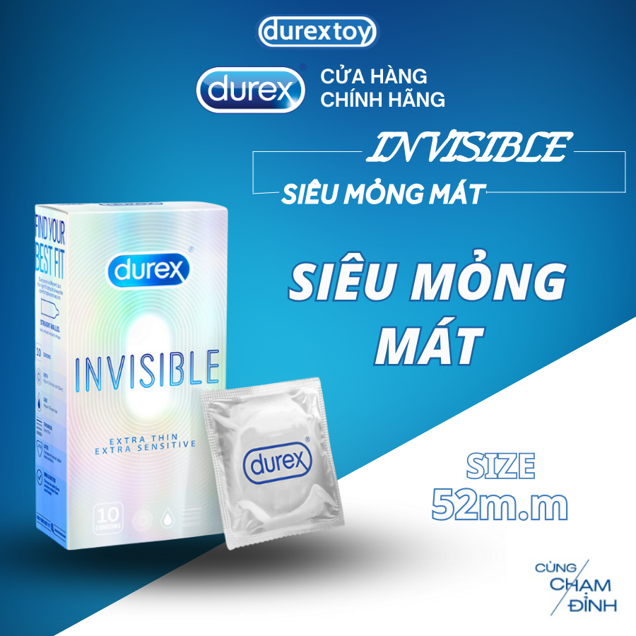 Bao Cao Su Durex Invisible Siêu Mỏng Nhiều Gel Hàng Chính Hãng