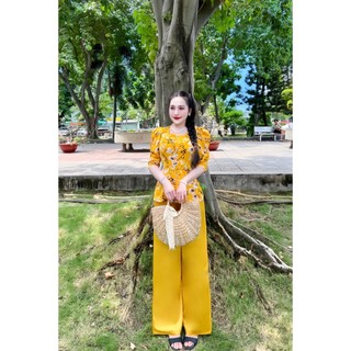 SÉT BỘ BÀ BA CỔ VUÔNG NGỌC ĐÔI HOA MỚI