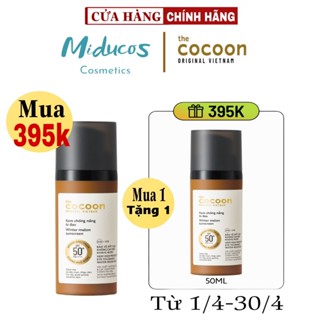 (Mua 1 tặng 1) Kem chống nắng bí đao quang phổ rộng, bảo vệ rất cao SPF 50 +, PA ++++ Cocoon 50ml tặng KCN Cocoon 50ml