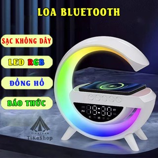 [Mới 2024] Loa Bluetooth chữ G led RGB, đồng hồ báo thức, sạc nhanh không dây, đèn nháy theo nhạc, âm thanh sống động