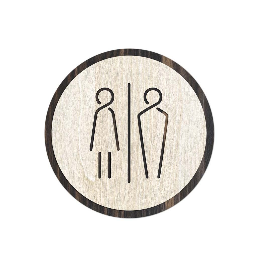 Bảng Gỗ Toilet Decor tròn dán tường đường kính 15cm