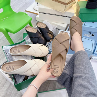 Giày Sục Búp Bê Quai Chéo Hở Mũi Phong Cách Vintage (Sẵn Hàng - Fullbox - Quảng châu CC)
