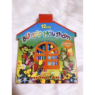 Bút sáp màu hồng ân - mẫu ngôi nhà