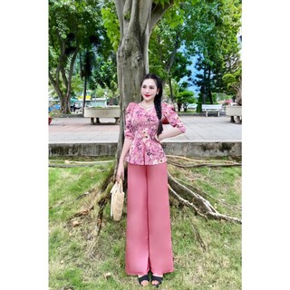 SÉT BỘ BÀ BA CỔ VUÔNG NGỌC ĐÔI HOA MỚI