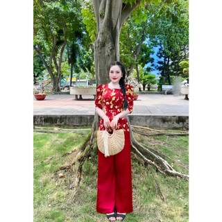 SÉT BỘ BÀ BA CỔ VUÔNG NGỌC ĐÔI HOA MỚI