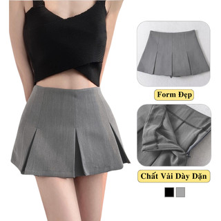 Váy Ngắn Chữ A Lưng Cao Có Dáng Xòe Vải Kaki Và Bigsize Madela Phong Cách Công Sở, Chân Váy Chữ A Ngắn Có Quần Lót Trong