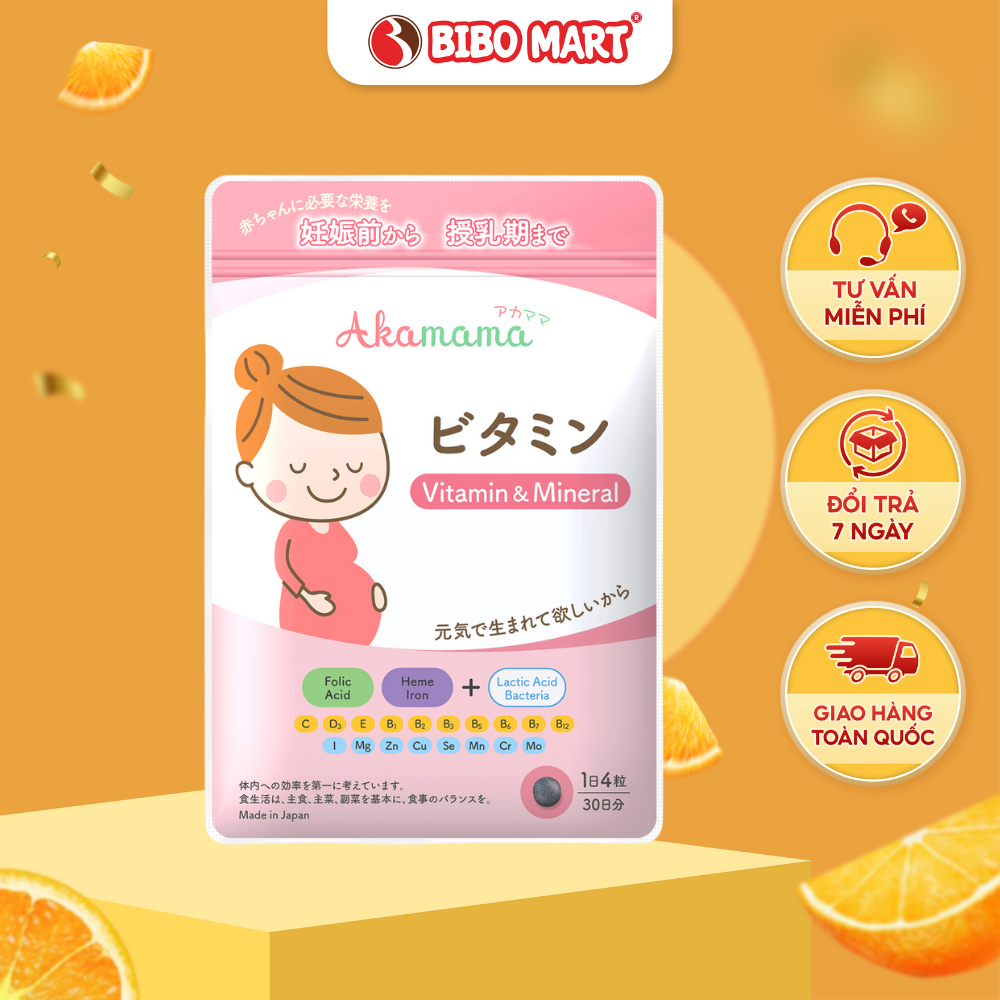 Vitamin Và Sắt Akamama Sản Xuất Tại Nhật Bản Hỗ Trợ Tiêu Hóa Nâng Cao Đề Kháng Bầu 120 Viên - Bibo Mart