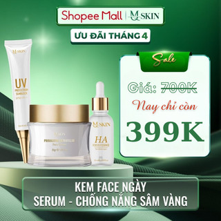Combo dưỡng da Kem Face, Serum, Kem Chống Nắng ban ngày sâm vàng MQ Skin