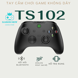 Tay cầm chơi game bluetooth TS102 - Hỗ trợ rung, cần Analog xoay 360 độ - Macro combo, chơi full skill FO4, PES,...