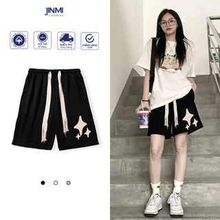 Quần Short Nam Nữ Chất Nỉ Cotton Dày Dặn Jinmi in Họa Tiết Nổi Bật Form Unisex Dễ mặc JM28