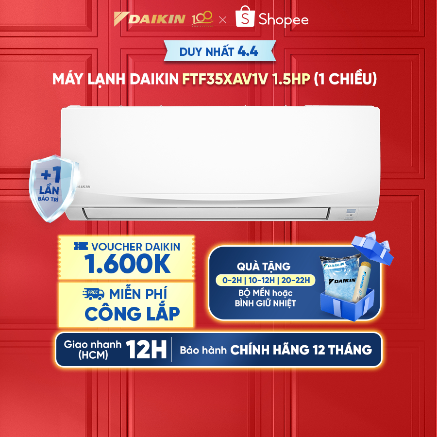 [MIỄN CÔNG LẮP - GIAO LẮP NHANH 12H] Máy Lạnh Daikin 1 chiều FTF35XAV1V 1.5HP (12000 BTU)