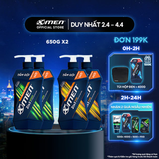 Combo Tắm gội Xmen 650g - 2 mùi hương nước hoa thơm lâu và sạch sâu