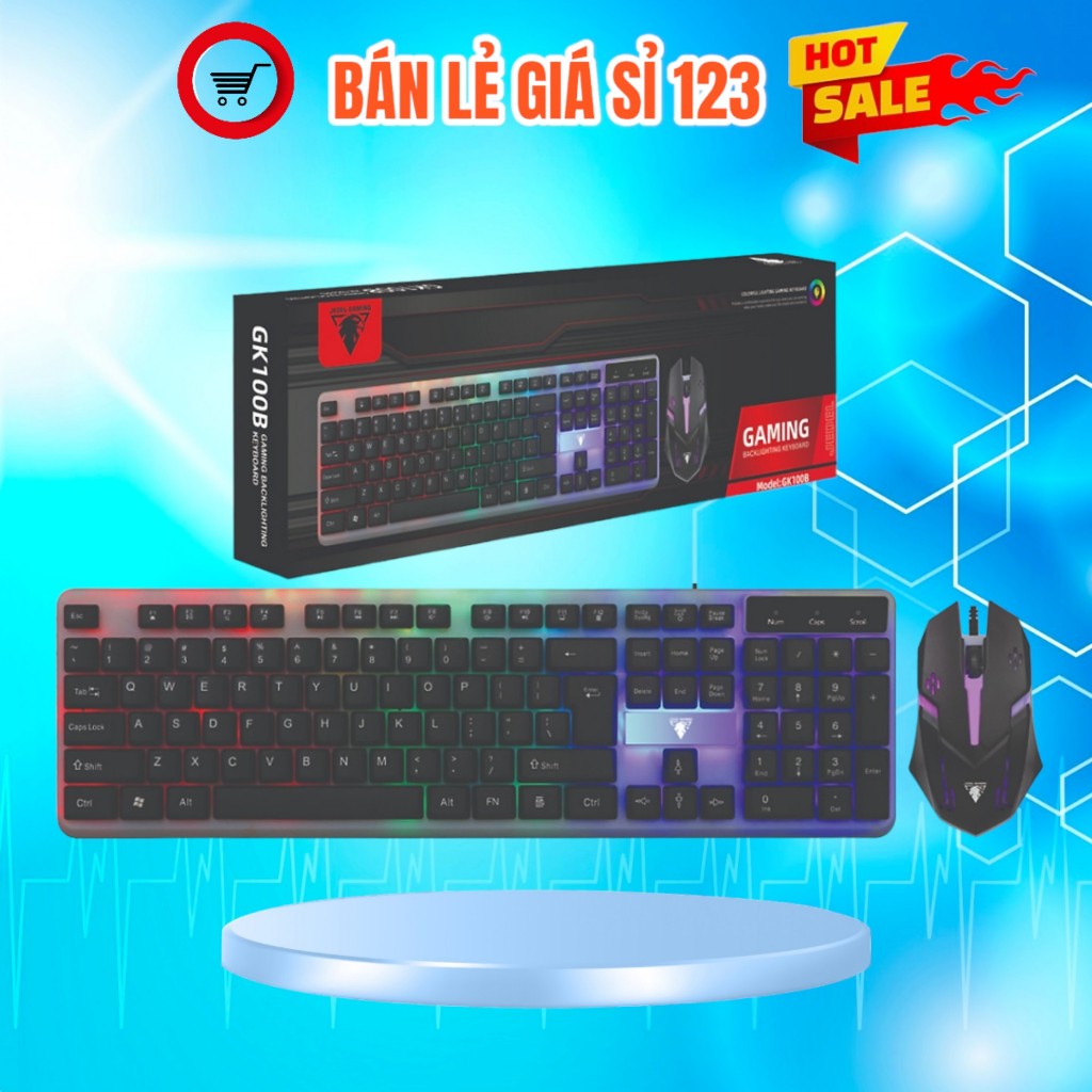 Combo bàn phím Gaming + chuột có dây Jedel GK100B (Giả cơ + led) ( USB )