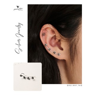 Khuyên kẹp Xưởng Bạc KK110 bông tai hoạ tiết đa dạng đeo vị trí Lobe