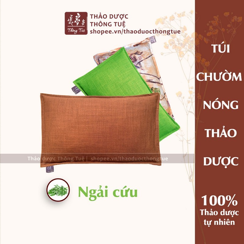 Gối NGẢI CỨU giảm đau cổ gáy, túi chườm bụng kinh dùng lò vi sóng