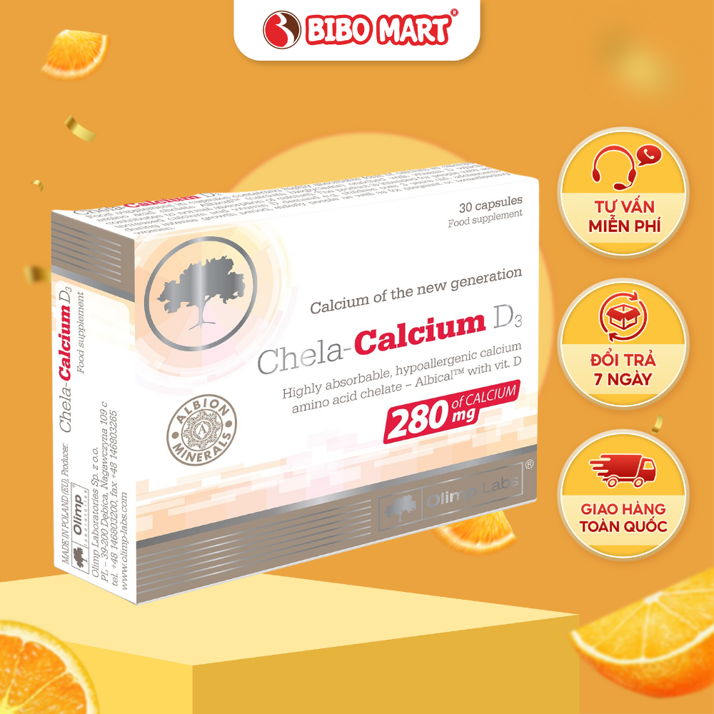 Canxi Hữu Cơ Cho Bà Bầu Chela Calcium D3 Dễ Hấp Thụ Giúp Xương Chắc Khỏe Hộp 30 Viên - Bibo Mart
