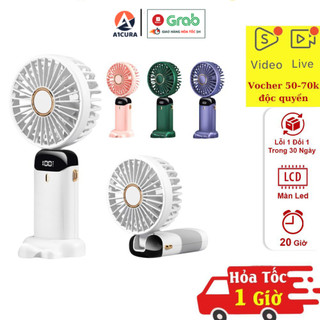 Quạt tích điện mini cầm tay N15 xoay 90 độ, pin trâu 7h-9h làm mát công suất lớn 5 chế độ gió