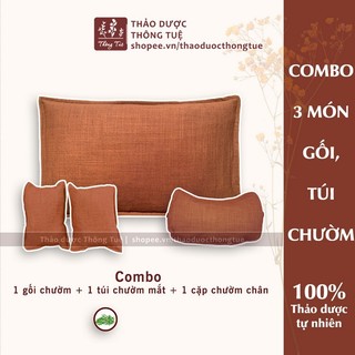 Combo túi chườm đa năng + chườm mắt + chườm bàn chân thông tuệ - ngải cứu