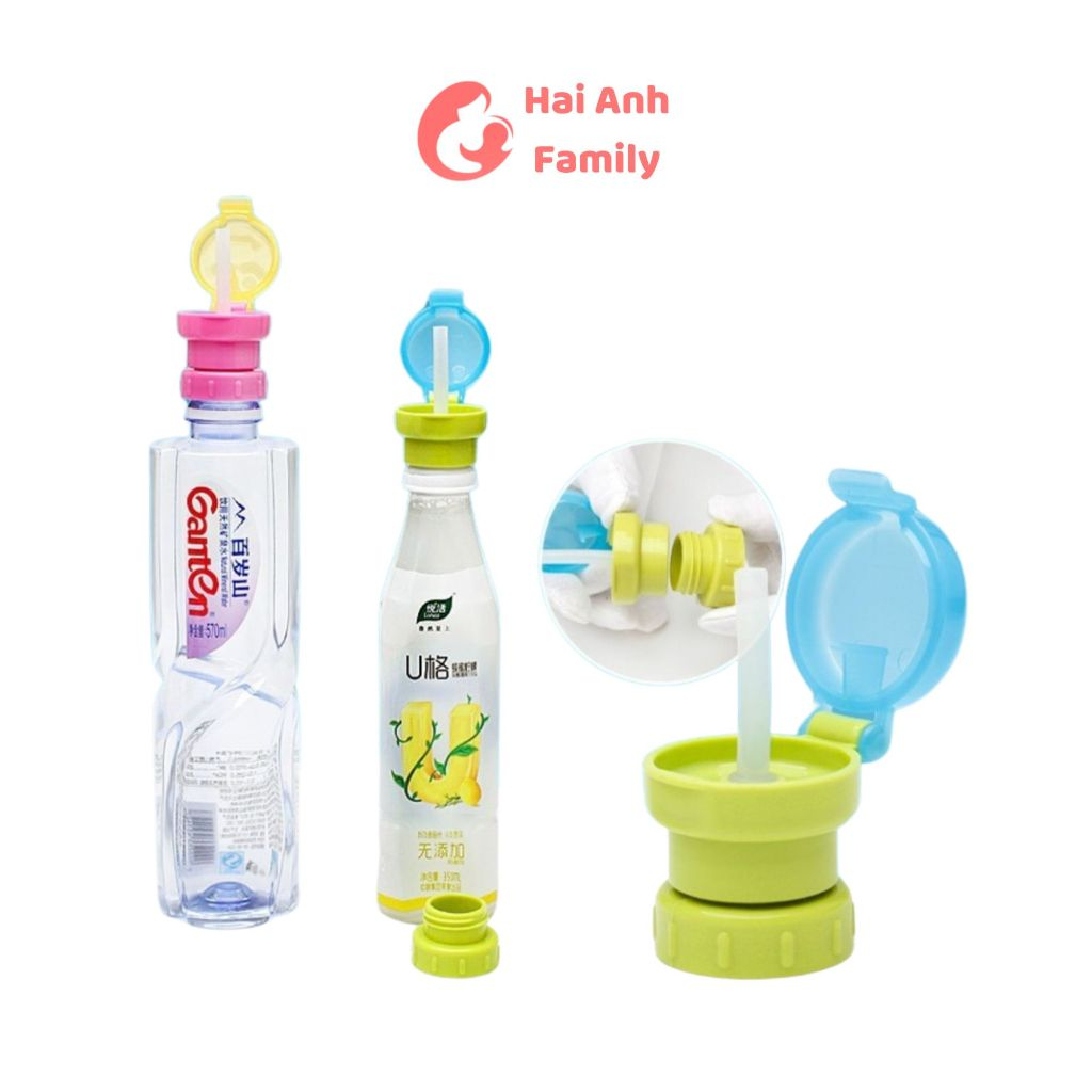 Bộ chuyển đổi sang ống hút gắn chai nước cho bé tiện dụng mang ra ngoài, chống đổ, chống sặc