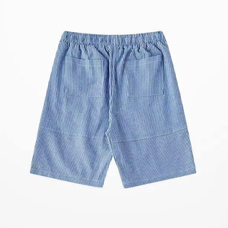 Quần Short Kaki Kẻ Sọc Xanh Kèm Bell Basic, Phong Cách Unisex