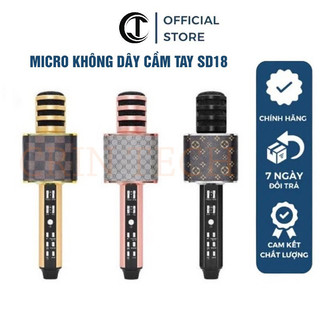 Mic hát karaoke bluetooth SD18, MICRO không dây mini, có sạc pin dung lượng 1500mAh