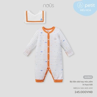 Bộ quần áo liền thân Nous sơ sinh in họa tiết phù hợp bé trai, bé gái chất liệu Nu petit thấm hút, kháng khuẩn