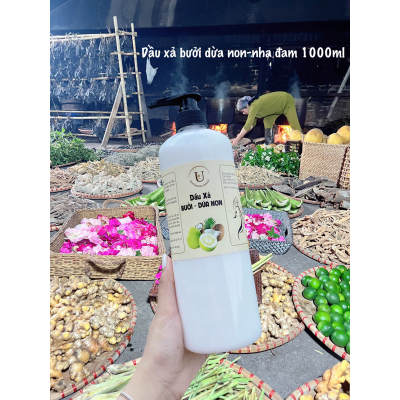 (Chai 1000ML)DẦU Ủ/ XẢ TÓC BƯỞI DỪA NHA ĐAM-BỒ KẾT TƠ TẰM(giúp tóc mềm mượt,phục hồi hư tổn)