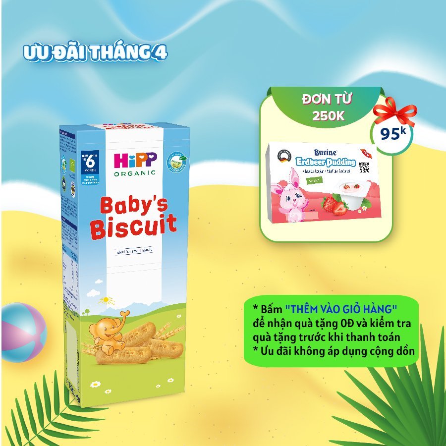 Bánh quy ăn dặm HiPP Organic 180g (4 gói/ hộp) - Nhập khẩu Italia