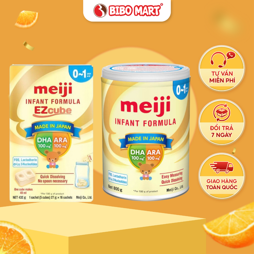  Sữa Meiji Infant Formula Nhập Khẩu Nhật Chính Hãng Tăng Đề Kháng Trẻ 0-1 Tuổi Lon 800g - Bibo Mart 