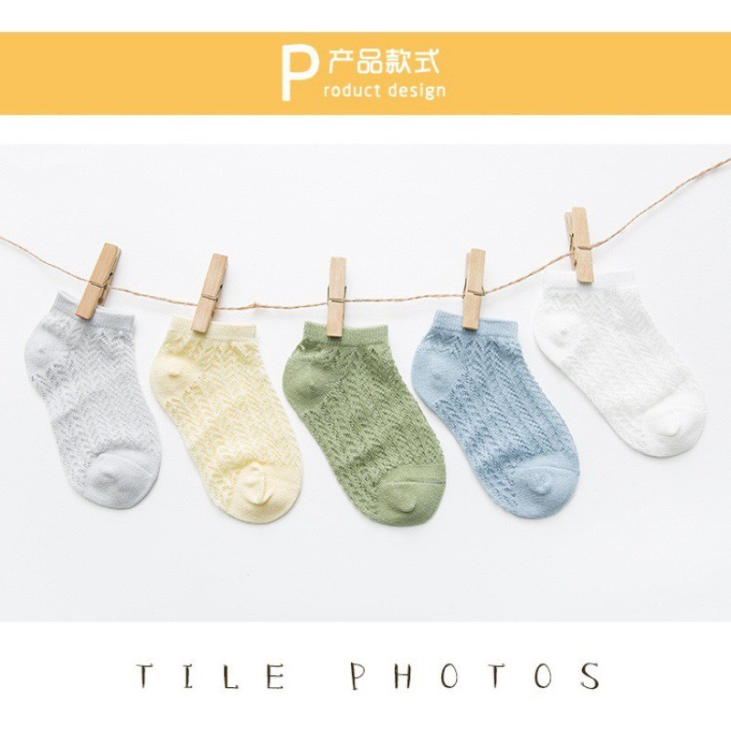 Set 5 đôi tất lưới mùa hè thoáng khí siêu mát lạnh cho bé Jasmine Baby