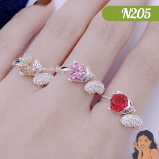 N205 Nhẫn Hồ Ly đuôi đính đá đa sắc freesize Bạc thật Thiên Cát s950