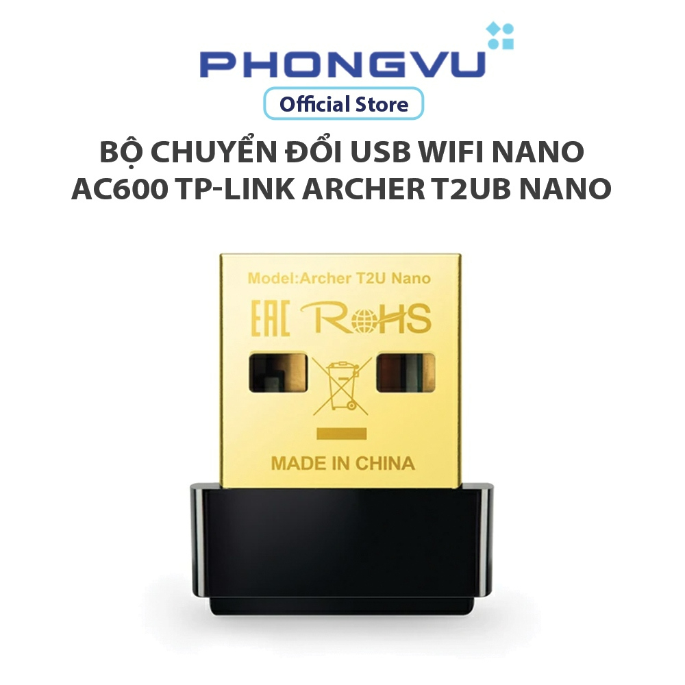 Bộ chuyển đổi USB WiFi Nano Bluetooth 4.2 AC600 TP-Link Archer T2UB Nano - Bảo hành 24 tháng