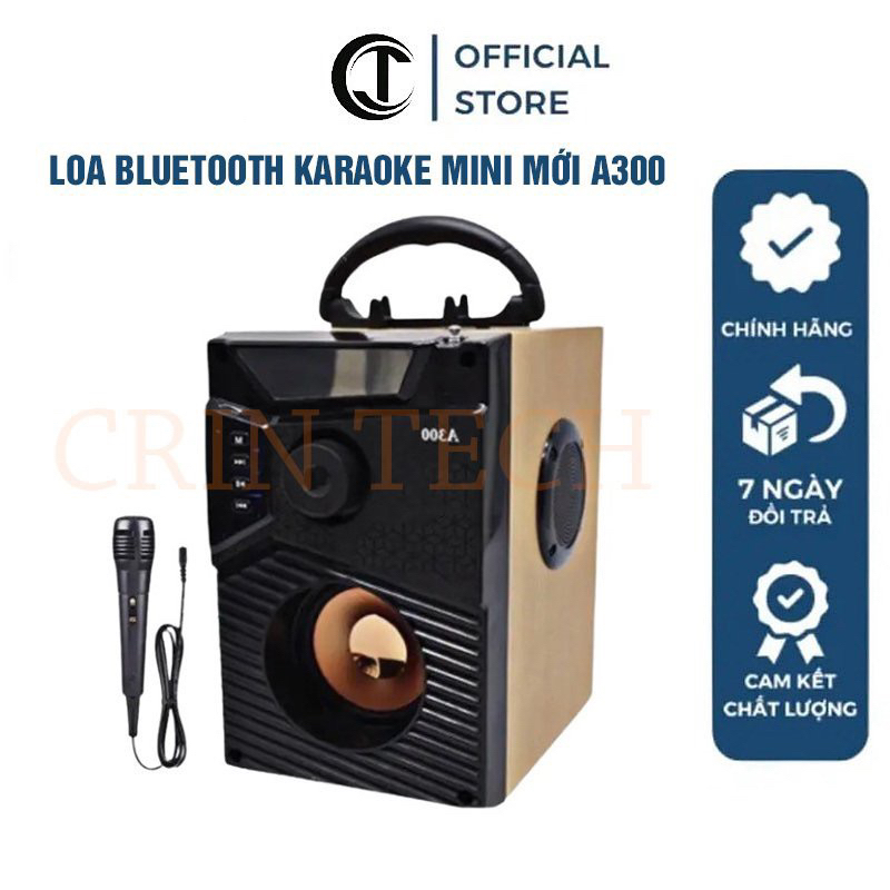 Loa bluetooth karaoke mini mới A300 công suất lớn không dây có mic âm thanh siêu hay bass khỏe Bảo hành 1 đổi 1 6 tháng