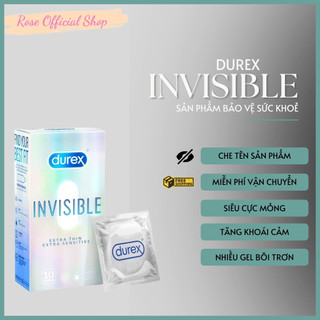 Bao cao su Durex Invisible siêu mỏng, bôi trơn. Hộp 10 bcs size 52mm