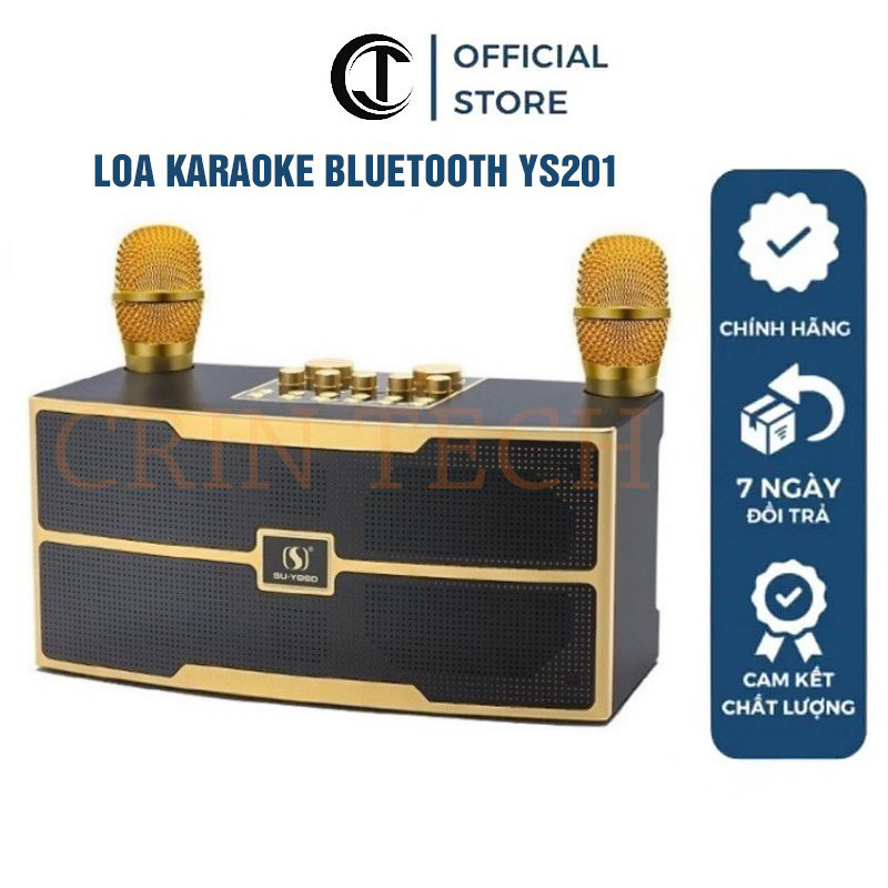 Loa Karaoke Bluetooth YS201 Phiên Bản Mới Nhất, Thiết Kế Cực Đẹp Âm Bass Hay, Tặng Kèm 2 Micro Hát Cực Nhẹ. BH 12 Tháng
