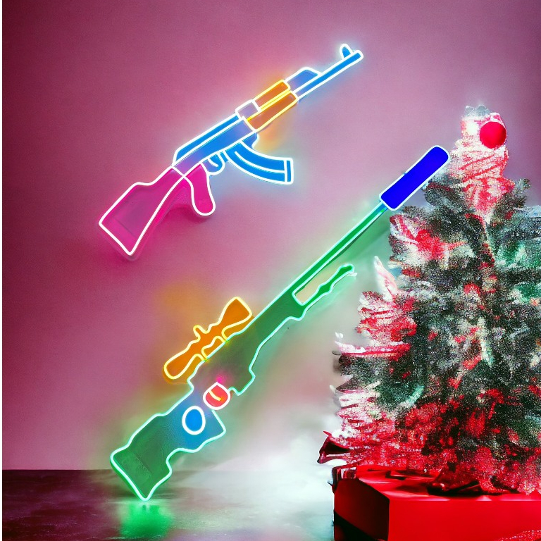 Đèn Led Neon hình  súng AK 12v trang trí,đèn gaming,đèn trang trí,đèn decor