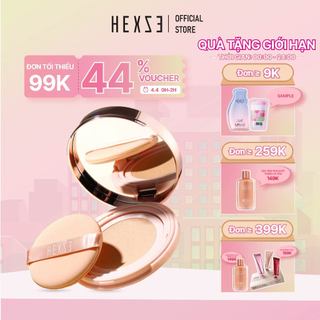 Cushion cấp ẩm kiềm dầu lâu trôi Hexze 15g, Phấn nước căng bóng, mỏng nhẹ, nâng tone tự nhiên 