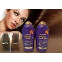 Biotin Collagen Tím - Cặp Dầu Gội Xả Biotin Collagen Tím Ogx 577ml - Giảm Gãy Rụng