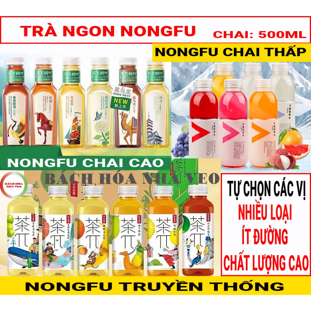 Trà nongfu Tự Chọn Các Vị, Chai 500ml, Trà Hoa Quả nongfu siming Siêu Ngon, Hàng Chuẩn