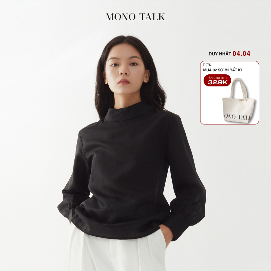 Áo Tơ Cổ Trụ MONO TALK Dài Tay T20002TK